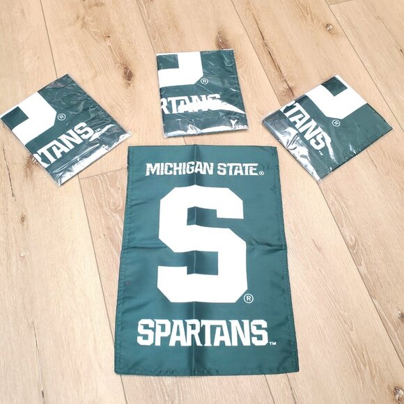 NEW Michigan State Garden Flag 17"x12" Lot of 4 Spartans Double Sided Banner - Picture 1 of 6